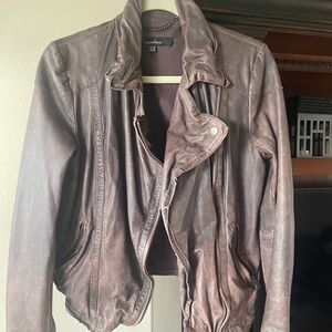 Muubaa Jackets & Coats | Muubaa London Leather Biker Jacket Brown Zipper| US 8